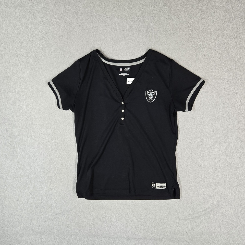 Las Vegas Raiders Women Shirt XL Black Henley NFL Team Apparel Logo
